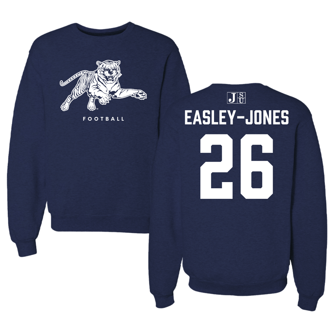 Jackson State University Football Navy Crewneck - #26 Tavarious Easley-Jones