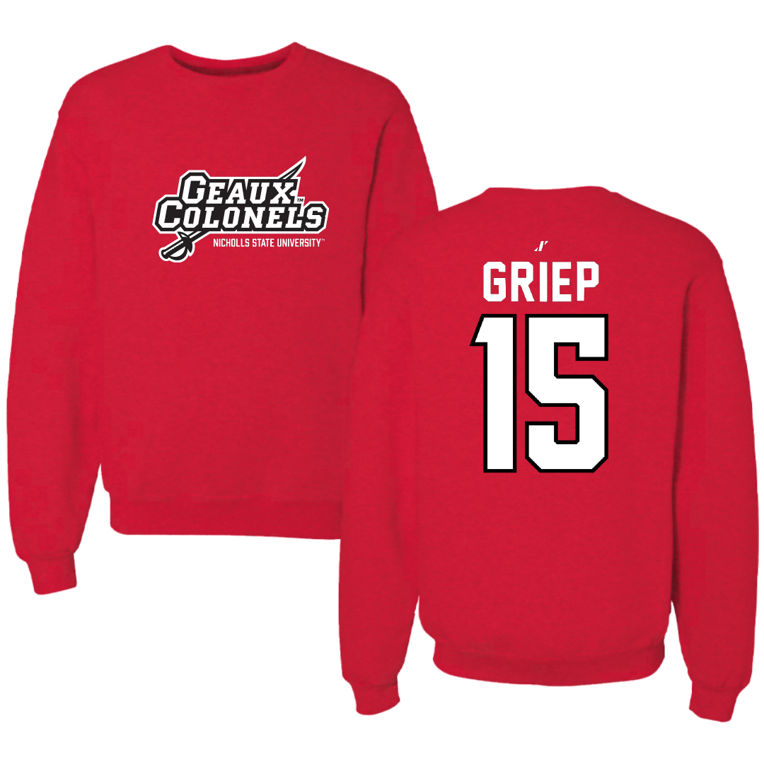 Nicholls State University Soccer Red General Crewneck - #15 Ryan Griep