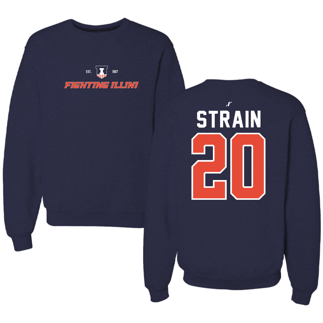 University of Illinois Football Navy General Crewneck - #20 Tyler Strain