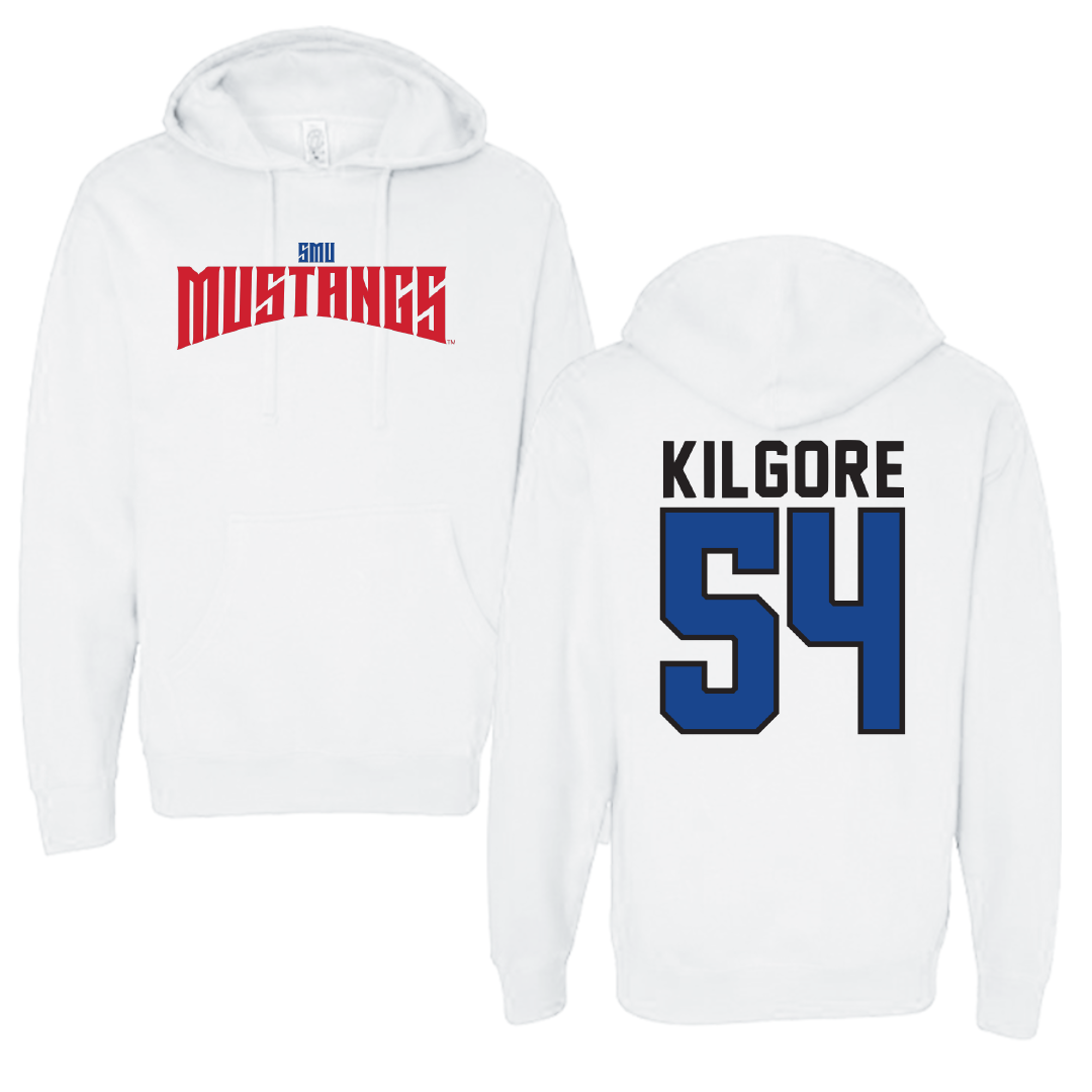 Southern Methodist University Football White Classic Hoodie - #54 Alex Kilgore