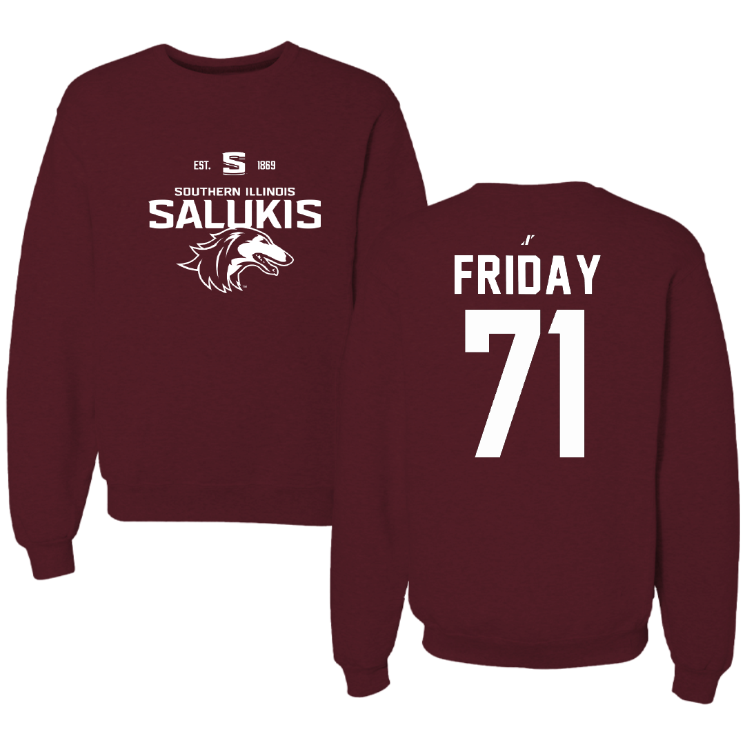 Southern Illinois University at Carbondale Football Maroon General Crewneck - #71 Ostyn Friday
