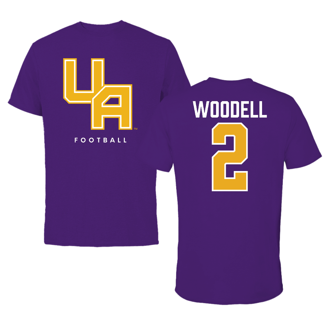 University at Albany Football Purple Block Tee - #2 Griffin Woodell