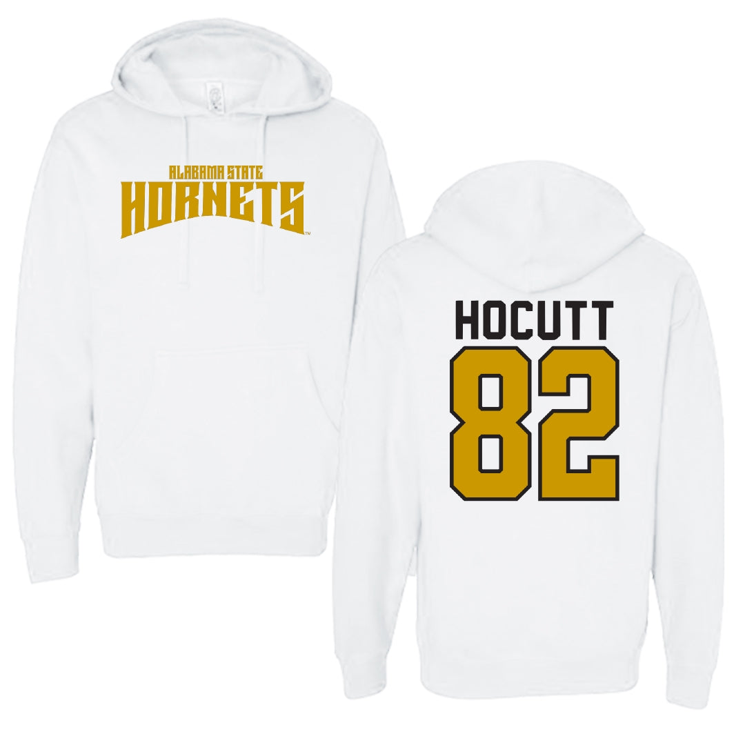 Alabama State University Football White Classic Hoodie - #82 Will Hocutt
