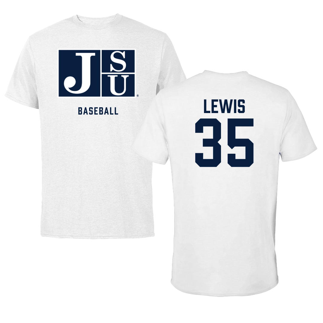 Jackson State University Baseball White Performance Tee - #35 CJ Lewis