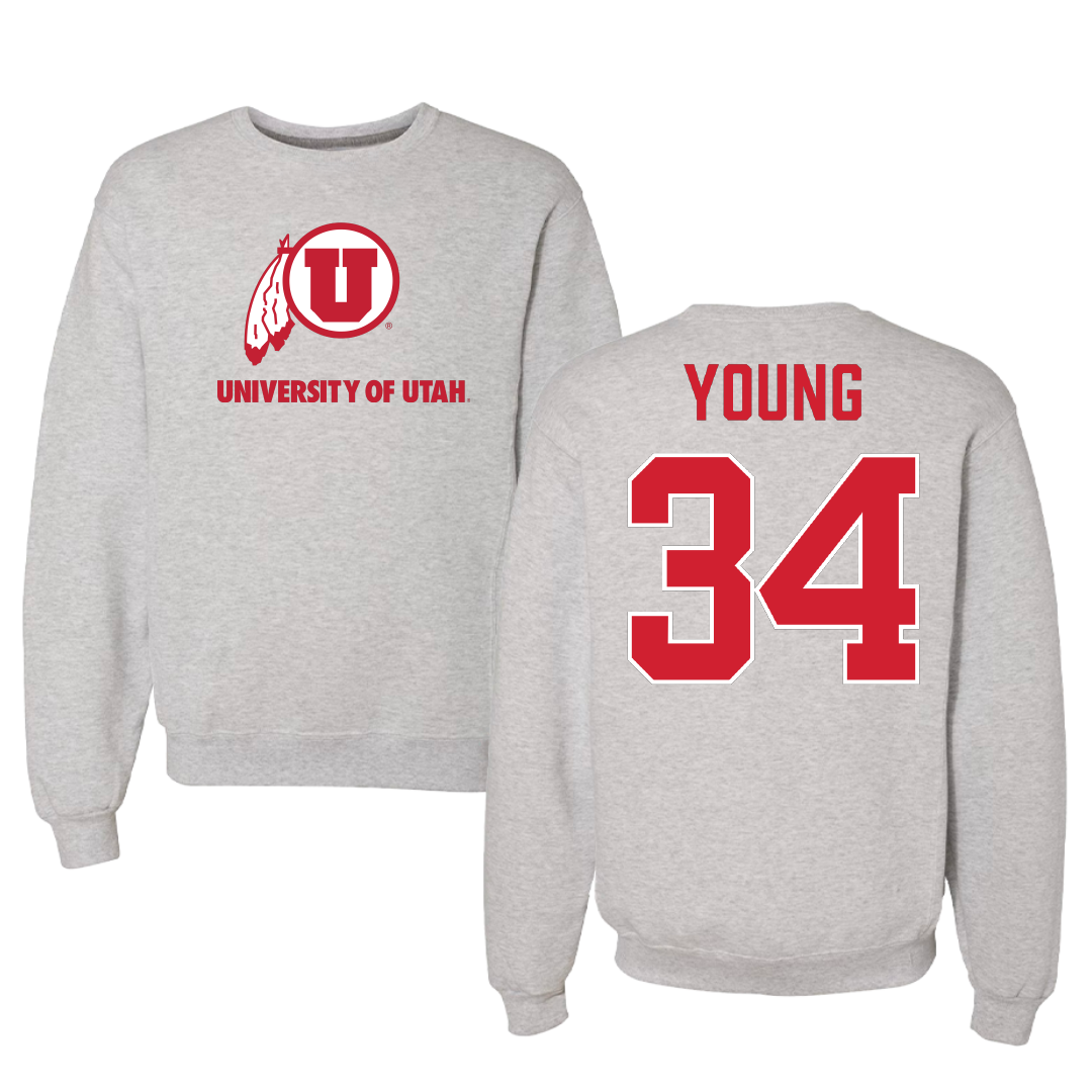 University of Utah Basketball Gray Crewneck - #34 Dasia Young