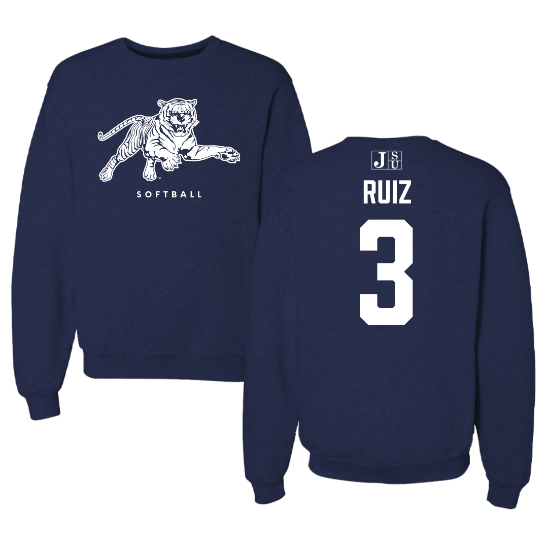 Jackson State University Softball Navy Crewneck - #3 Amaya Ruiz