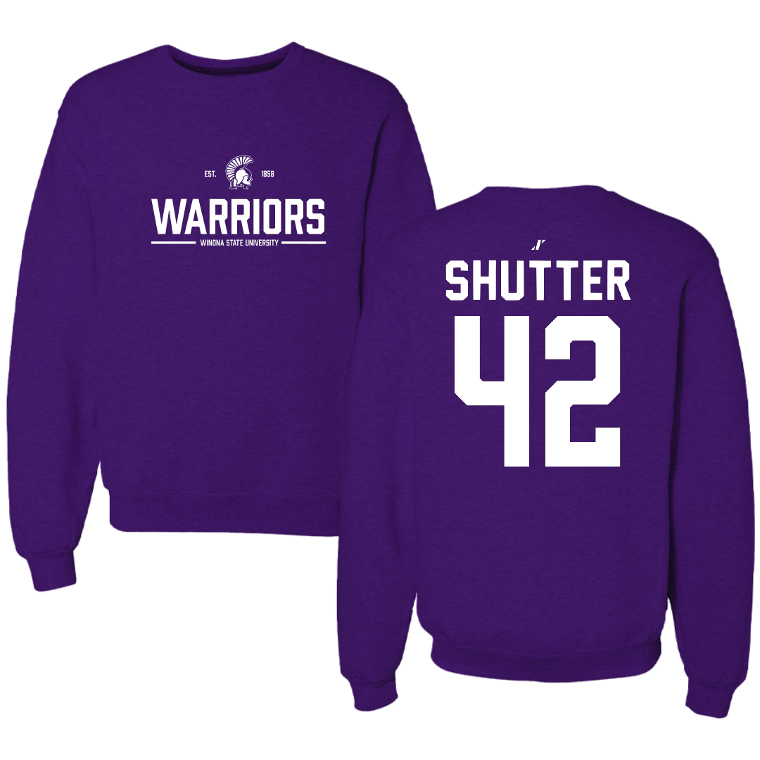 Winona State University Football Purple General Crewneck - #42 Sam Shutter
