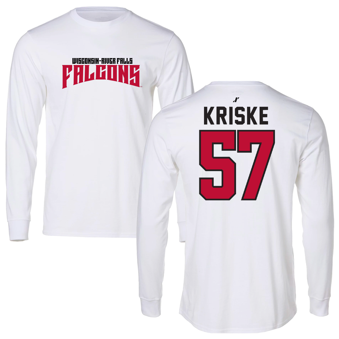 University of Wisconsin-River Falls Football White Classic Long Sleeve - #57 Dawson Kriske