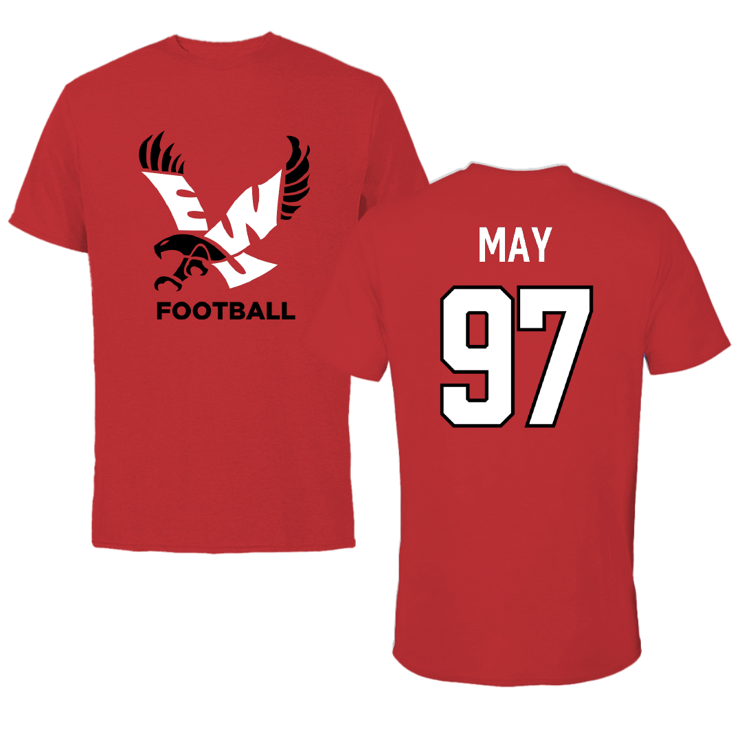 Eastern Washington University Football Red Performance Tee - #97 Tariq May