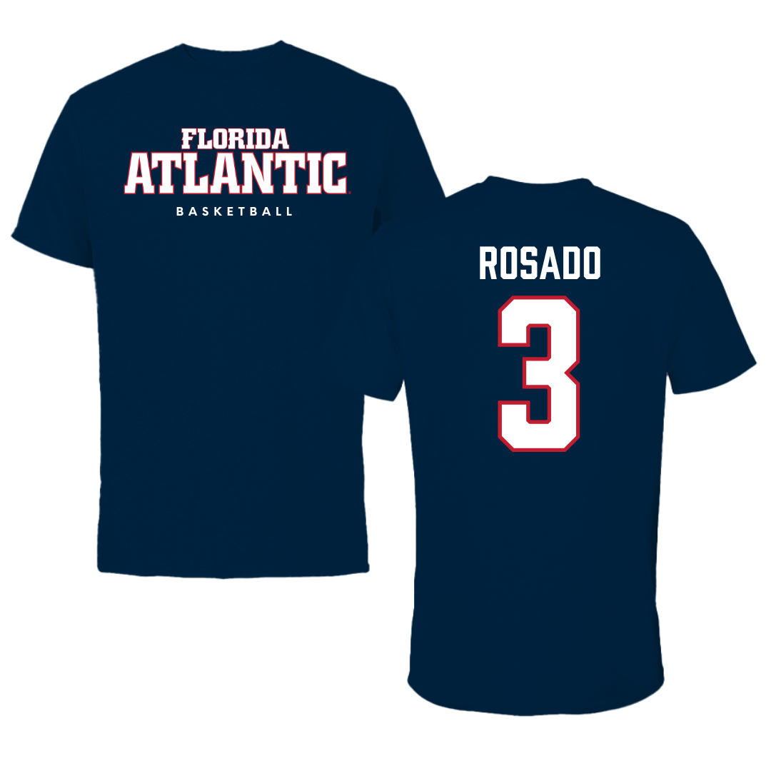 Florida Atlantic University Basketball Navy Block Performance Tee - #3 Giancarlo Rosado