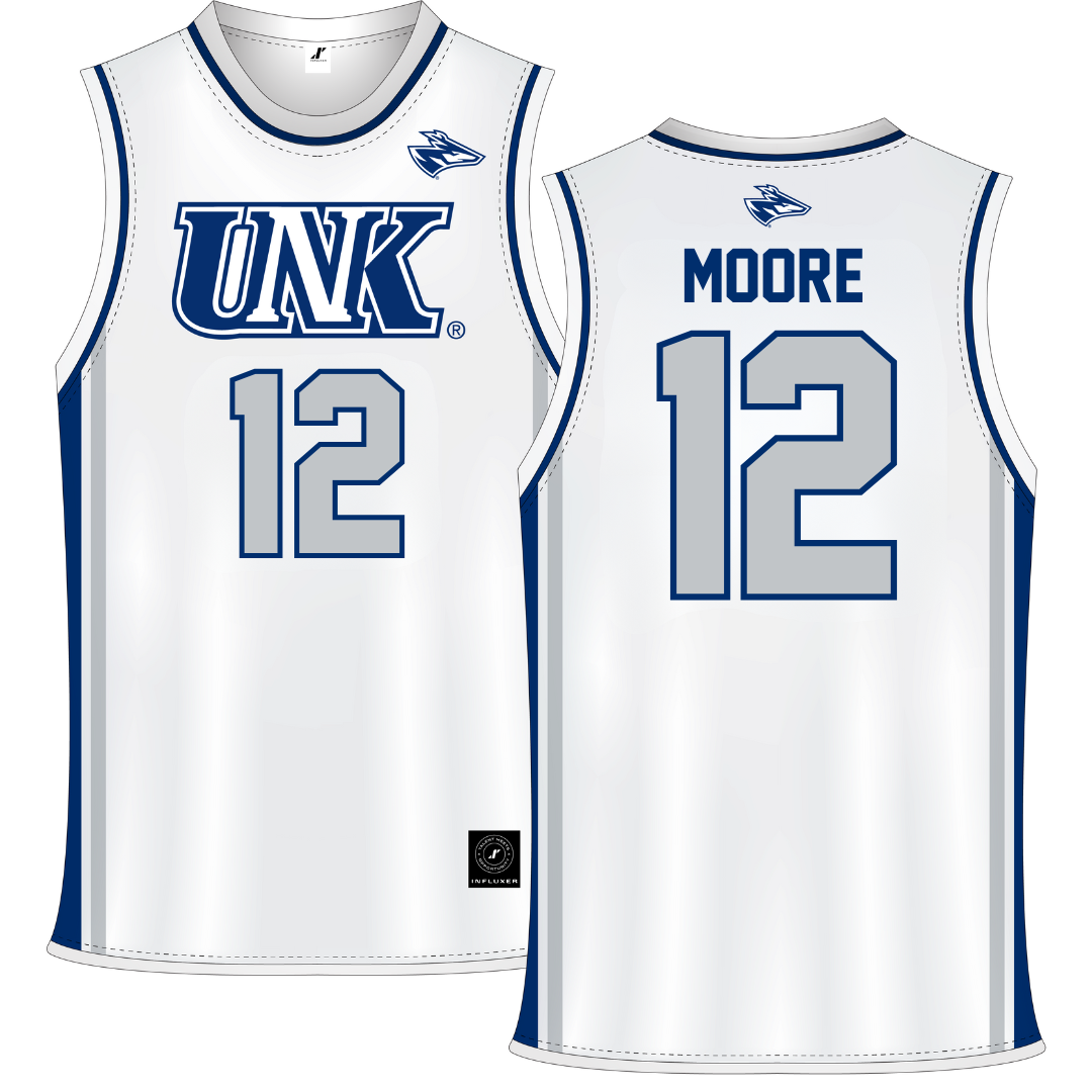 University of Nebraska at Kearney White Basketball Jersey - #12 Samantha Moore