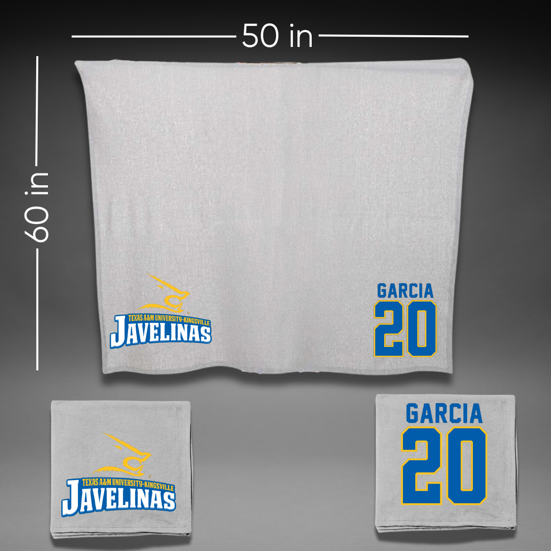 Texas A&M University-Kingsville Basketball Gray Javelinas Blanket - #20 Nathan Garcia