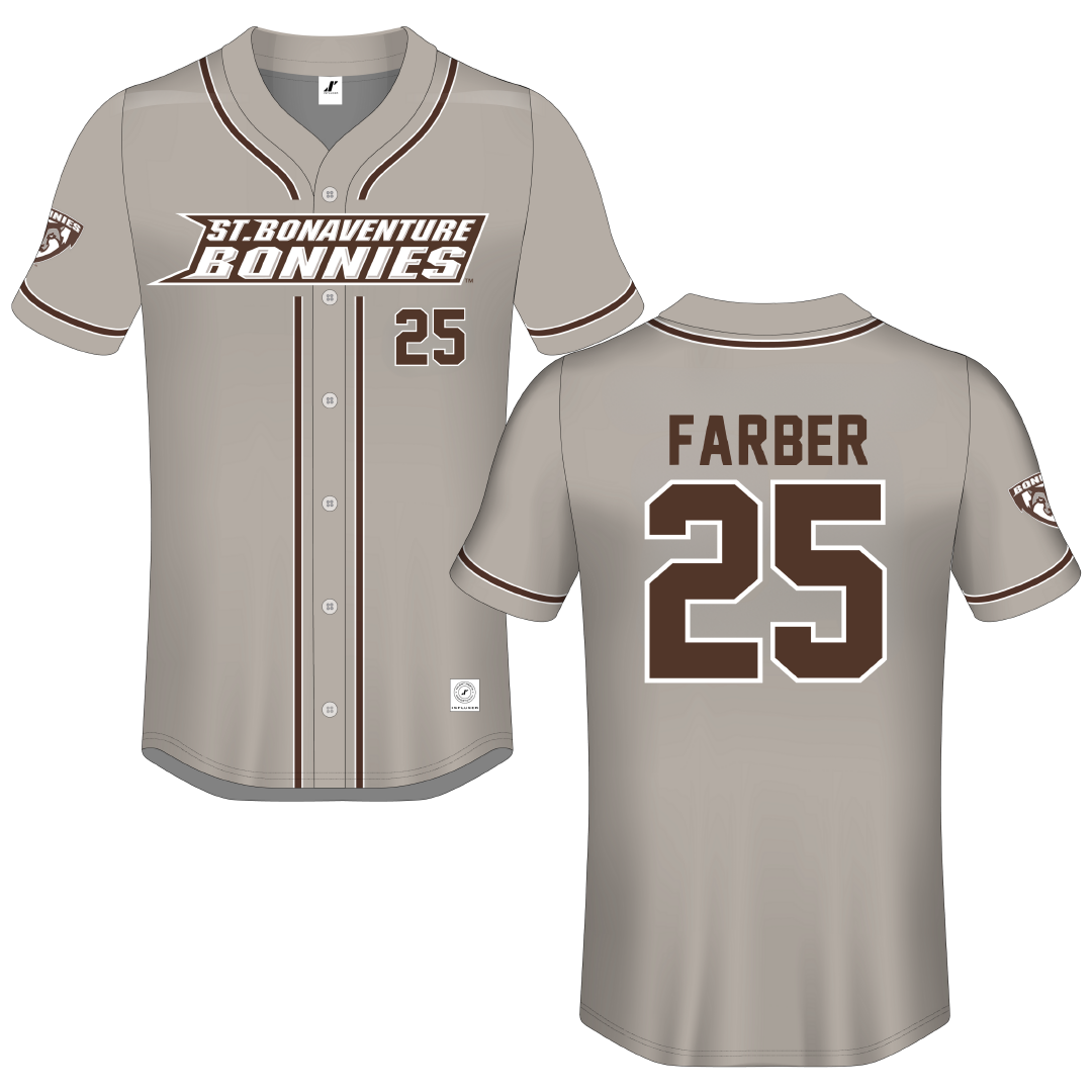 St. Bonaventure University Gray Button-Down Jersey - #25 Abby Farber