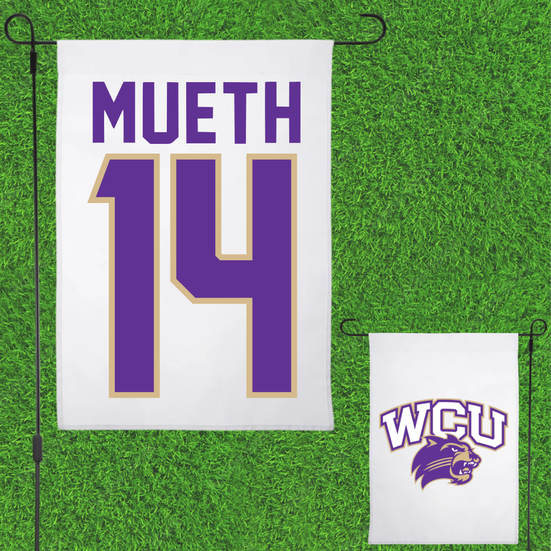 Western Carolina University Soccer White Garden Flag - #14 Mary Mueth