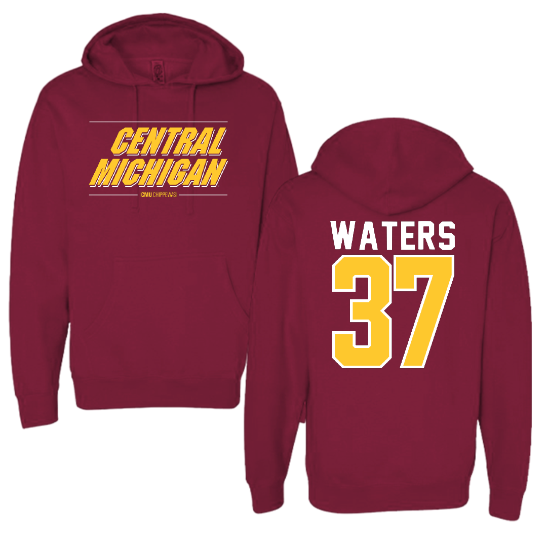 Central Michigan University Baseball Maroon General Hoodie - #37 Evan Waters