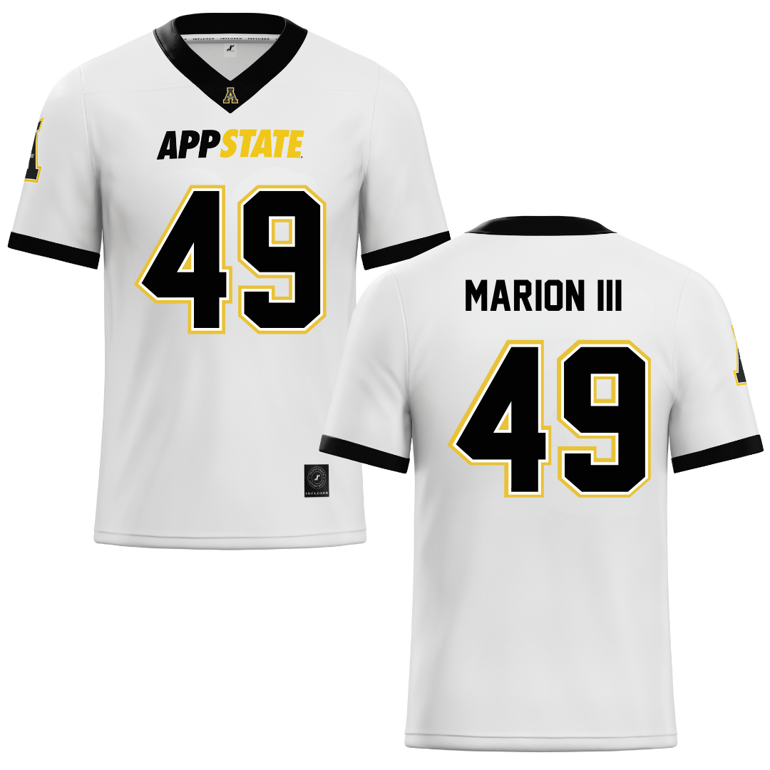 Appalachian State University White Football Jersey - #49 Randy Marion III