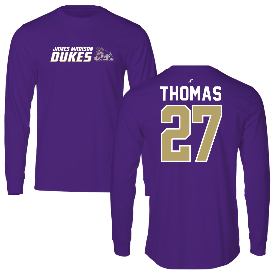 James Madison University Football Purple General Long Sleeve - #27 Jacob Thomas