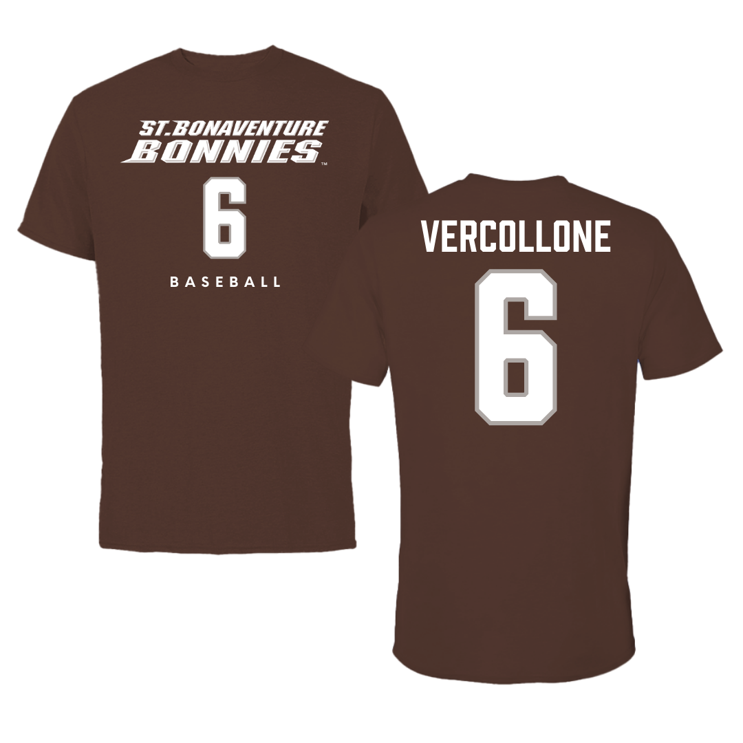 St. Bonaventure University Baseball Brown Tee - #6 Conner Vercollone