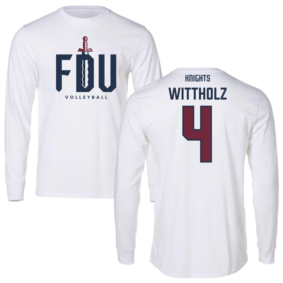 Fairleigh Dickinson University-Metropolitan Campus Volleyball White Long Sleeve - #4 Samantha Wittholz