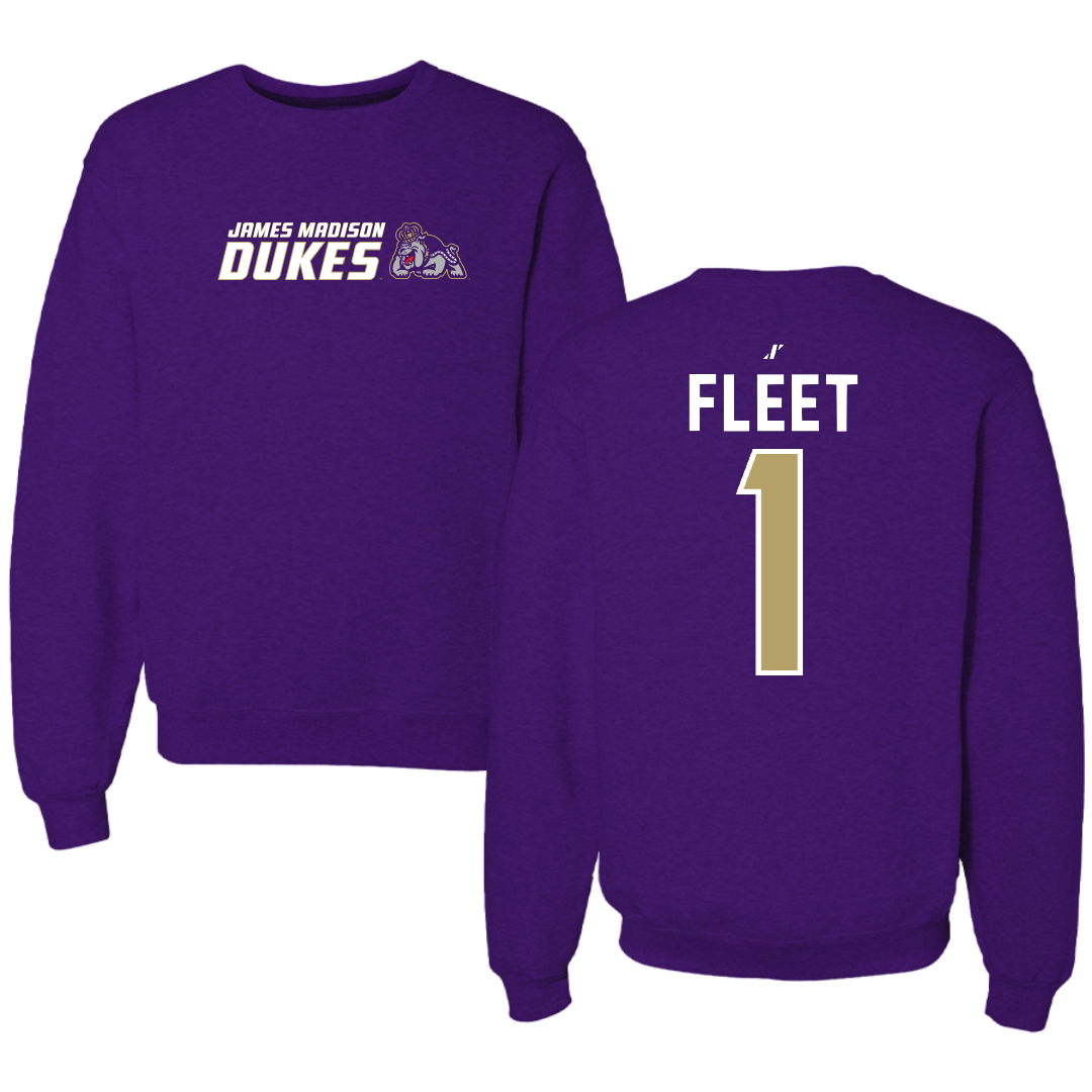 James Madison University Softball Purple General Crewneck - #1 Kirsten Fleet