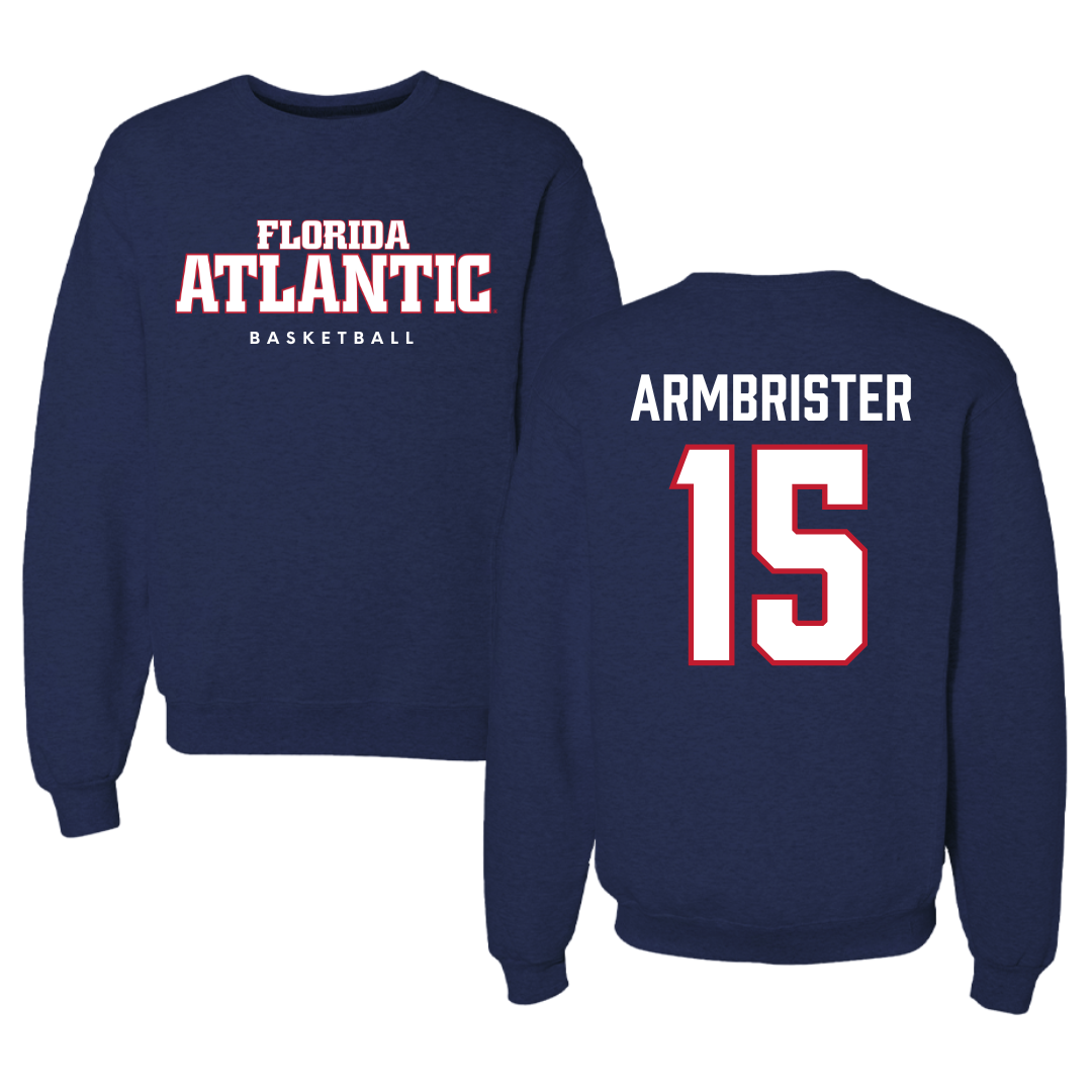 Florida Atlantic University Basketball Navy Crewneck - #15 Kayana Armbrister