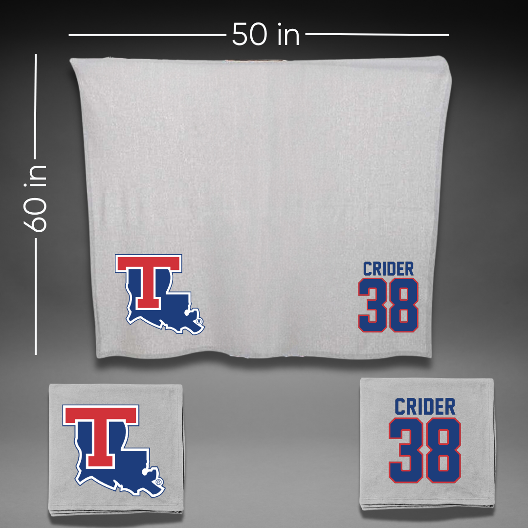 Louisiana Tech University Baseball Gray Blanket - #38 Nate Crider