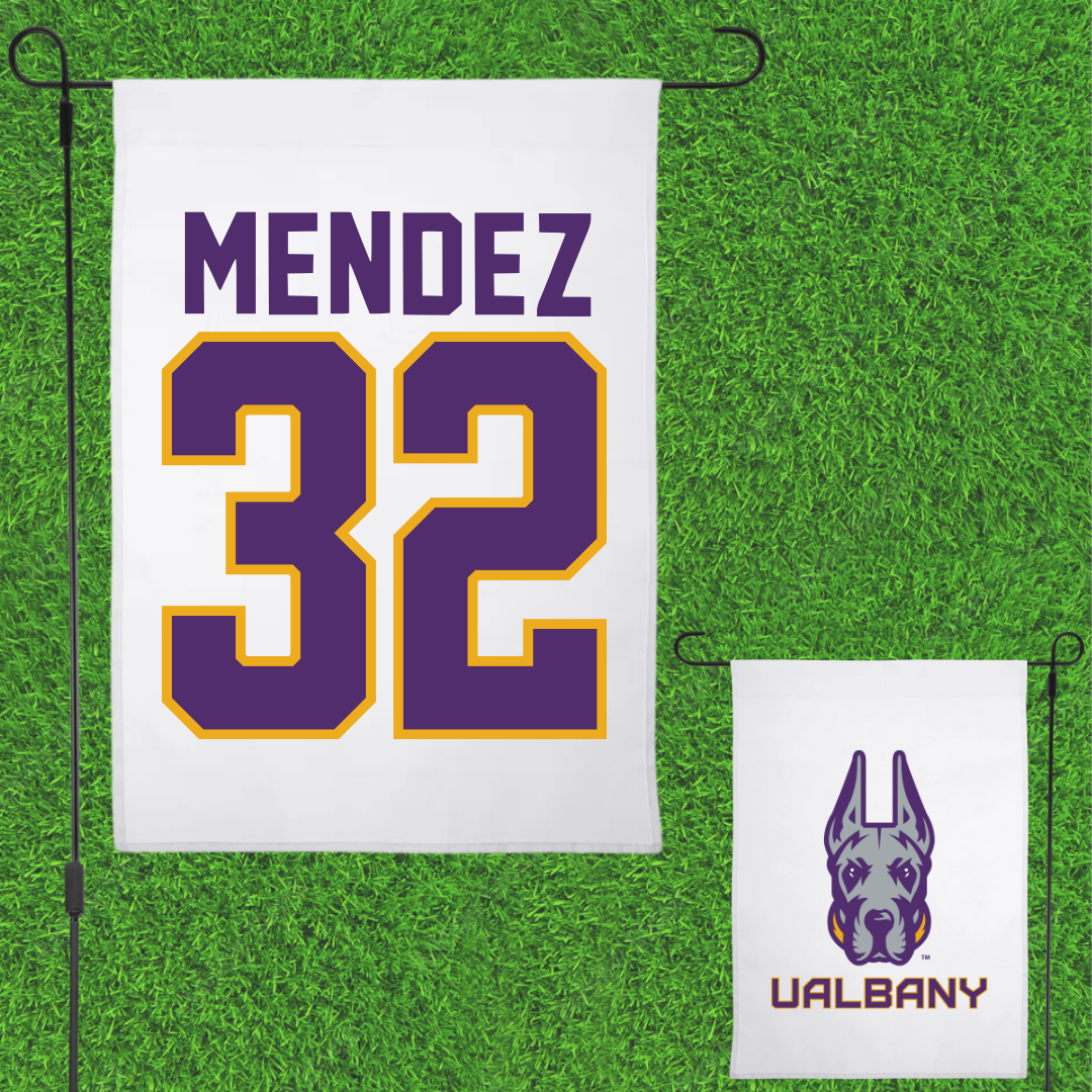 University at Albany Softball White Garden Flag - #32 Natasha Mendez