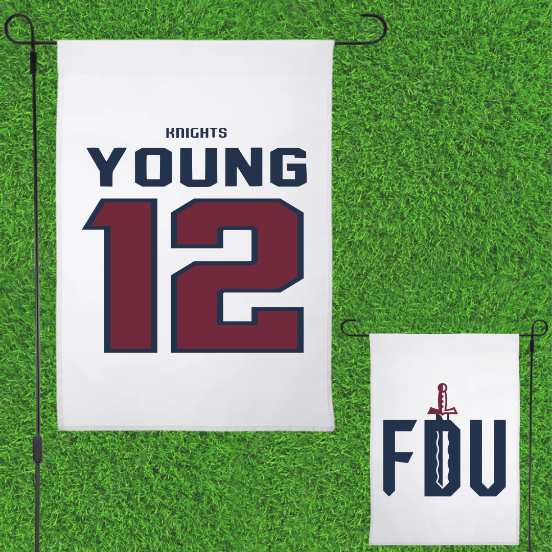 Fairleigh Dickinson University-Metropolitan Campus Volleyball White Garden Flag - #12 Ethan Young