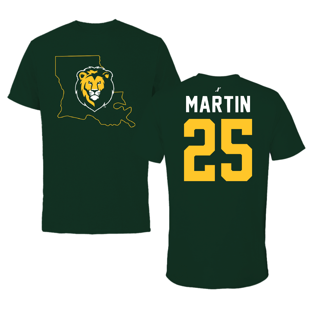 Southeastern Louisiana University Soccer Forest Green State Tee - #25 Mia Martin