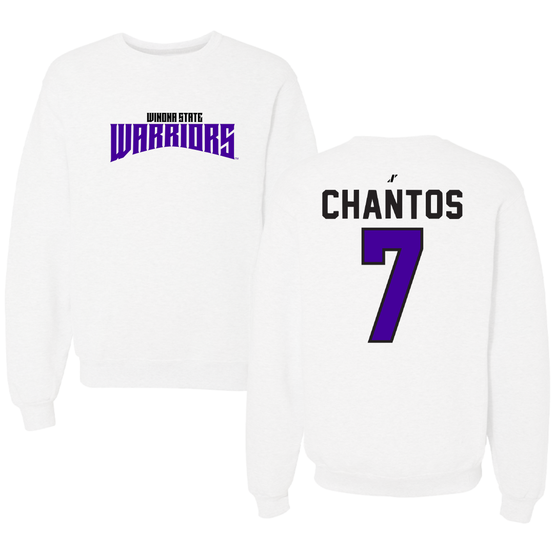 Winona State University Softball White Classic Crewneck - #7 Ashlee Chantos