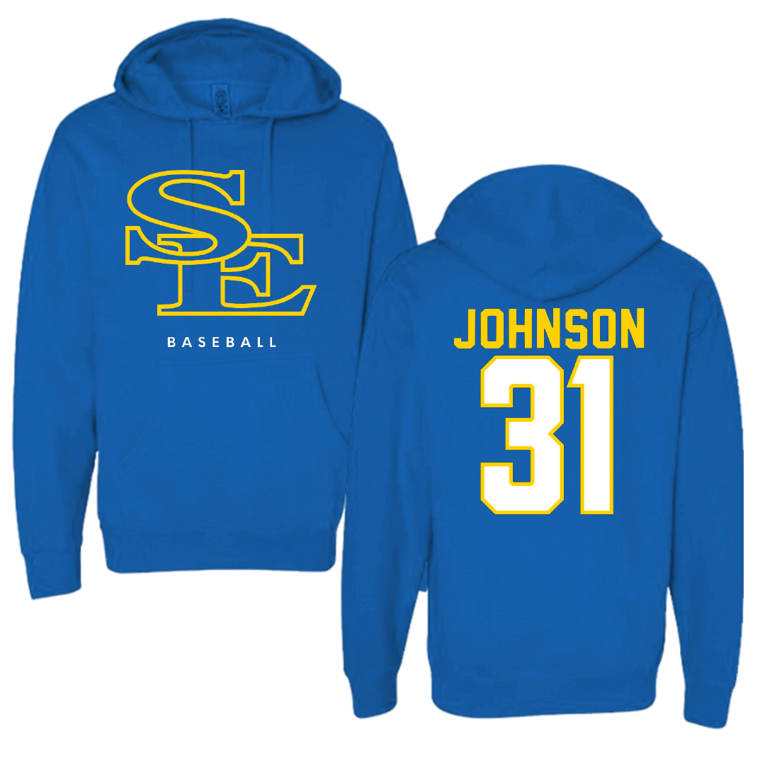 Southeastern Oklahoma State University Baseball Blue Hoodie - #31 Luke Johnson