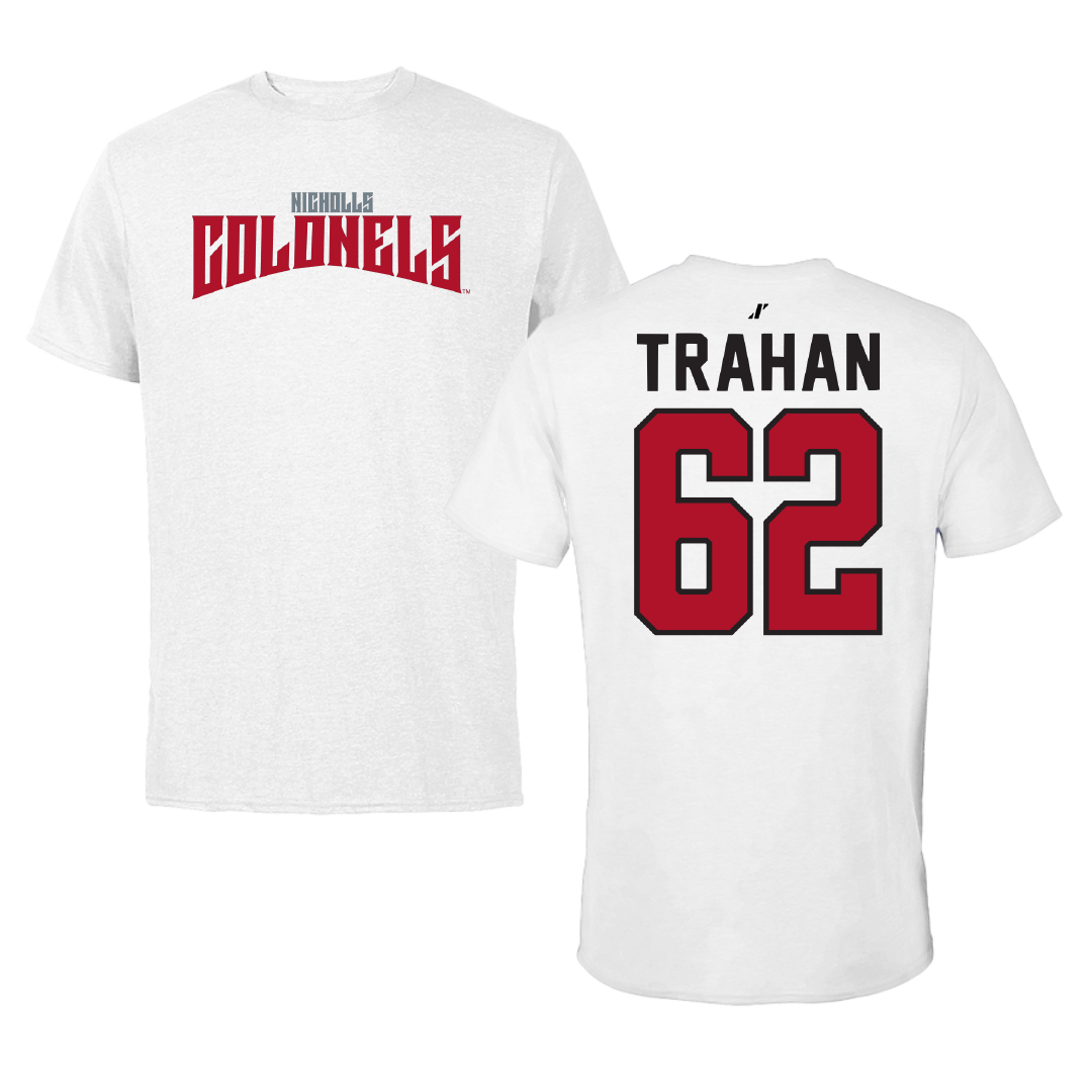 Nicholls State University Football White Classic Tee - #62 Seth Trahan