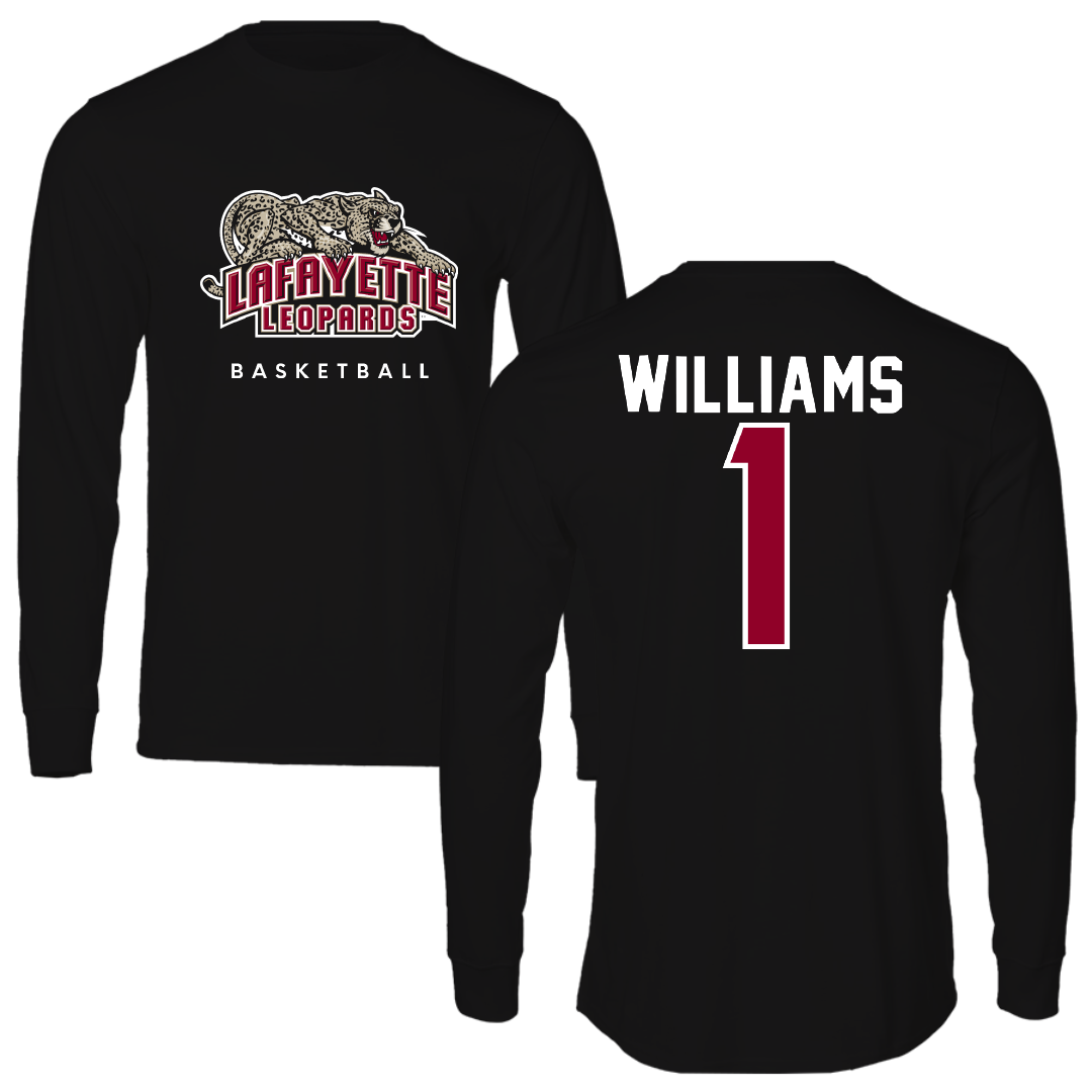 Lafayette College Basketball Black Performance Long Sleeve - #1 Caleb Williams