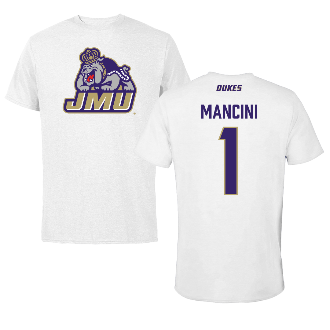 James Madison University Baseball White Tee - #1 Mike Mancini