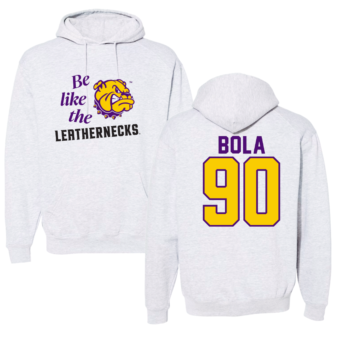Western Illinois University Football Light Gray Be Like Us Hoodie - #90 Mayo Bola