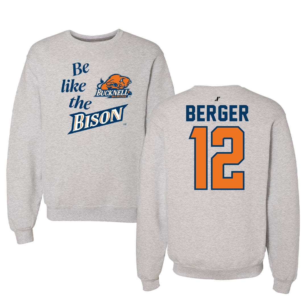 Bucknell University Basketball Light Gray Be Like Us Crewneck - #12 Quin Berger
