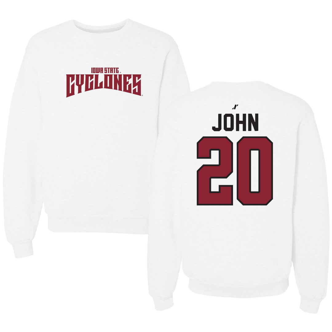 Iowa State University Soccer White Classic Crewneck - #20 Regan John