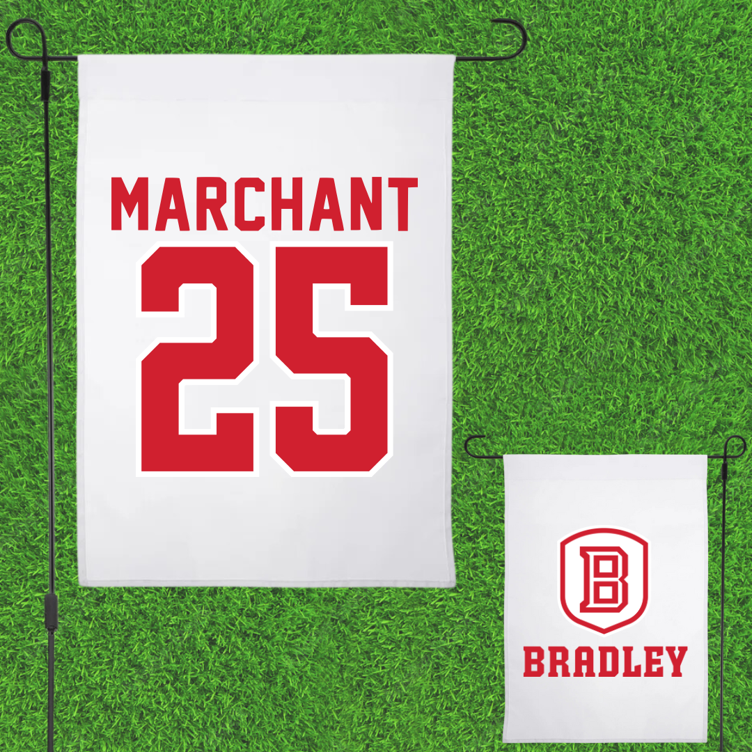 Bradley University Soccer White Garden Flag - #25 Christopher Marchant