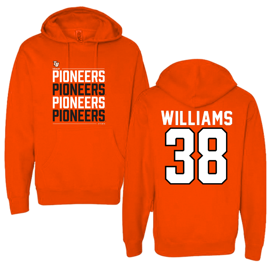 Tusculum University Football Orange General Hoodie - #38 Jeremiah Williams