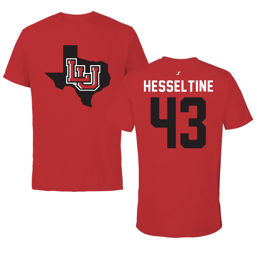 Lamar University Baseball Red State Tee - #43 Hunter Hesseltine