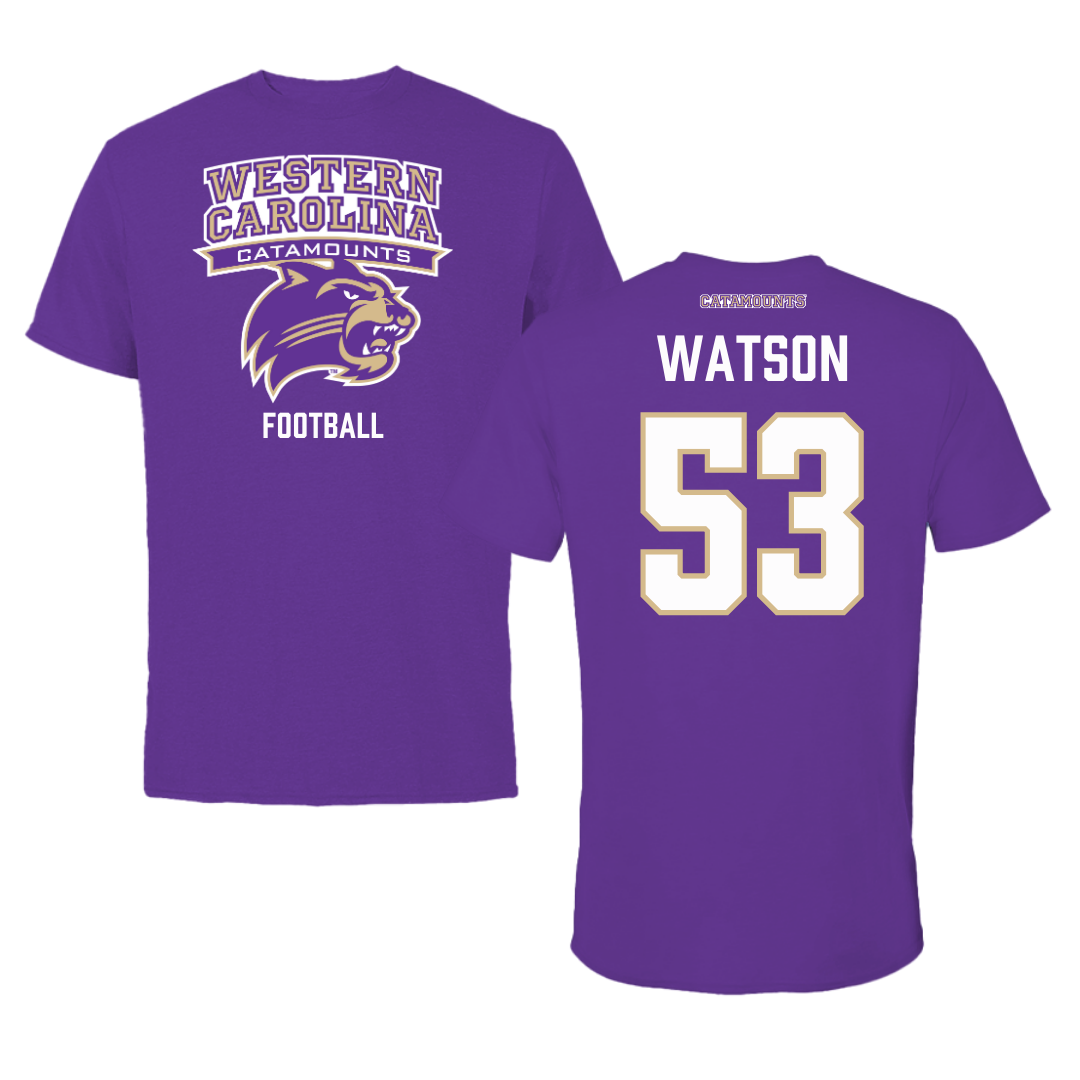 Western Carolina University Football Purple Performance Tee - #53 Zach Watson