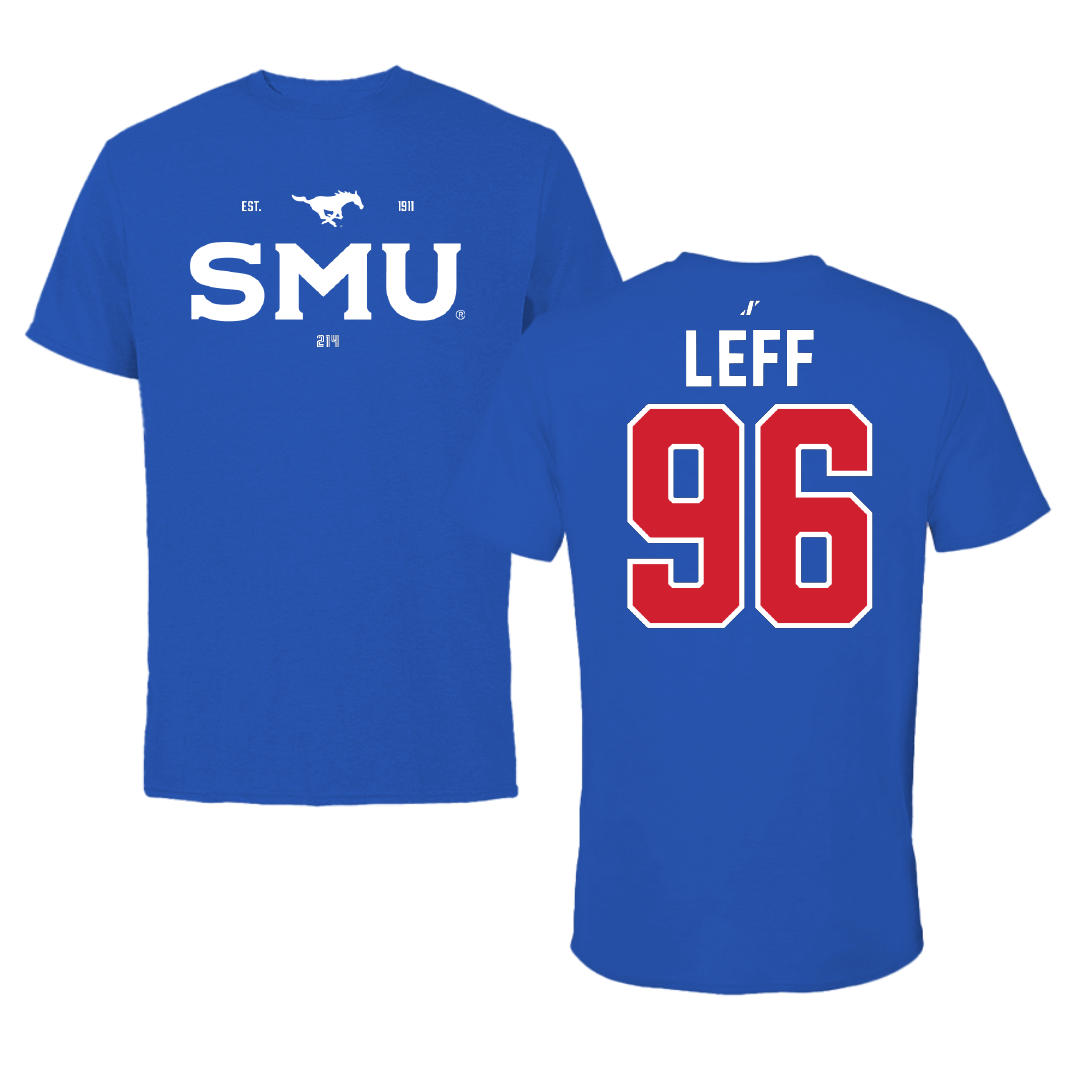 Southern Methodist University Football Blue General Tee - #96 Josh Leff