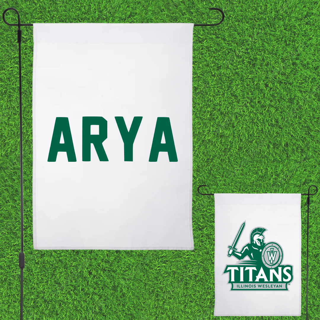 Illinois Wesleyan University TF and XC White Garden Flag - Justin Arya