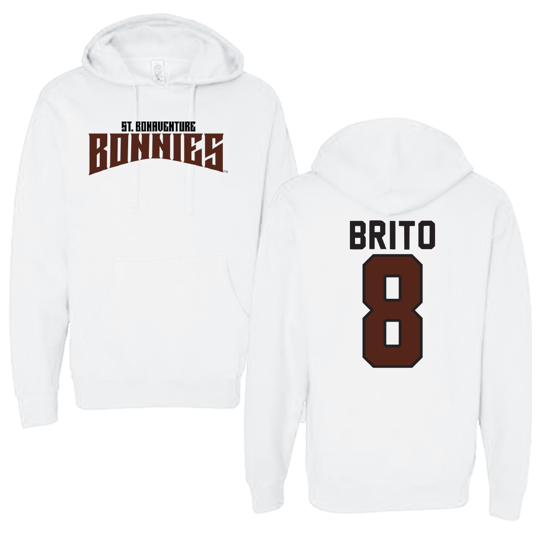 St. Bonaventure University Soccer White Classic Hoodie - #8 Kenzo Brito