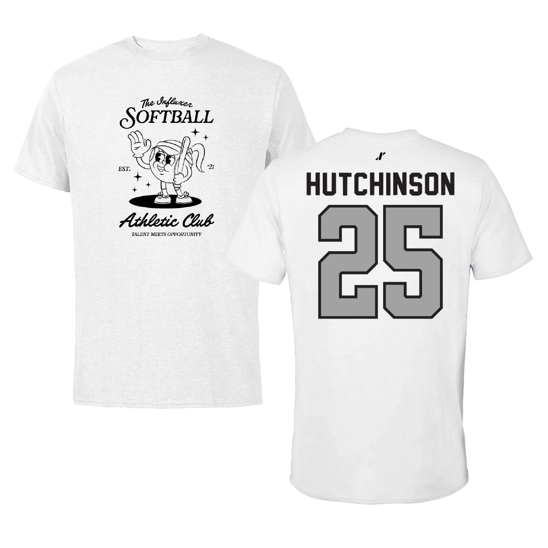 Softball White Influxer Athletic Club Tee - #25 Emma Hutchinson