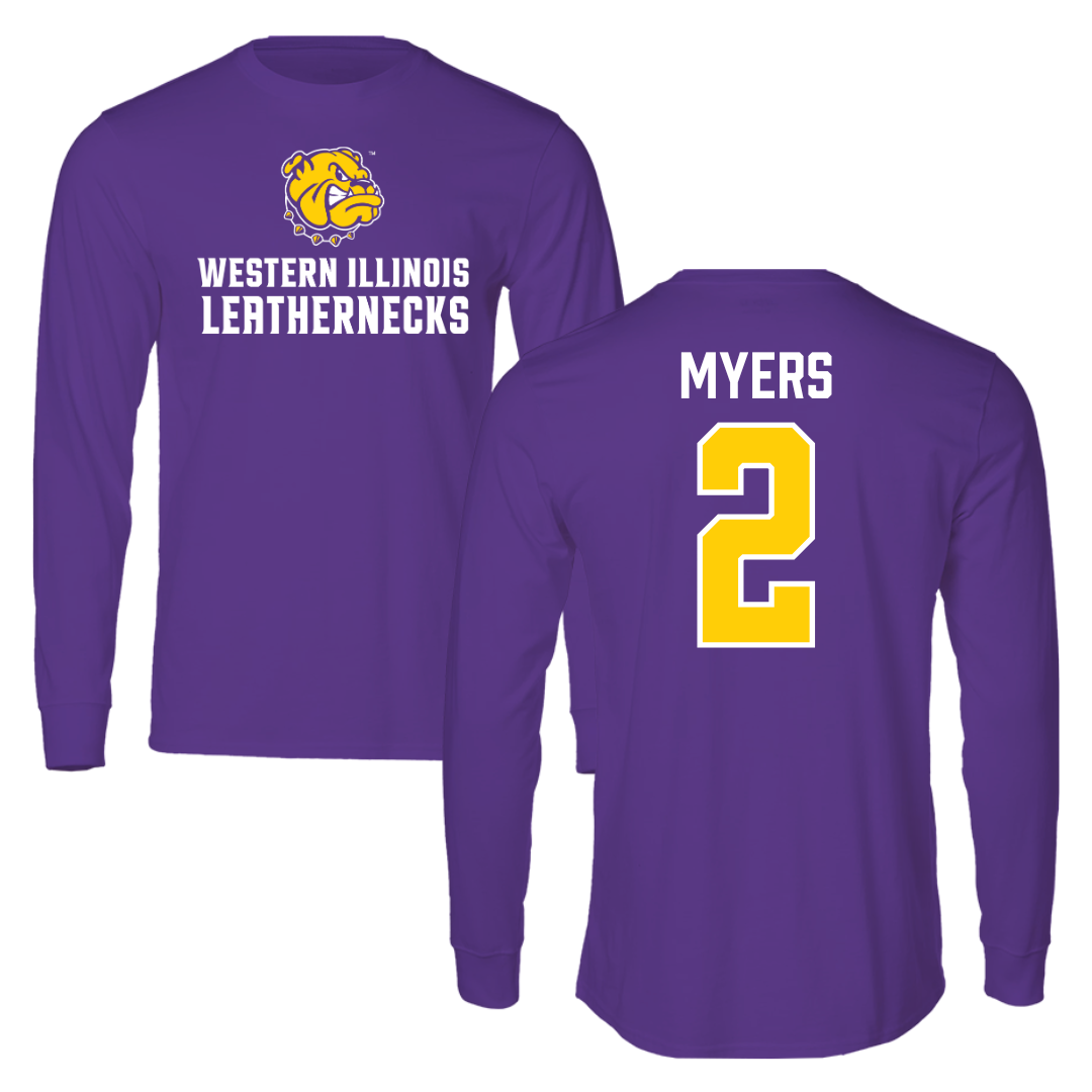 Western Illinois University Basketball Purple Performance Long Sleeve - #2 Ryan Myers