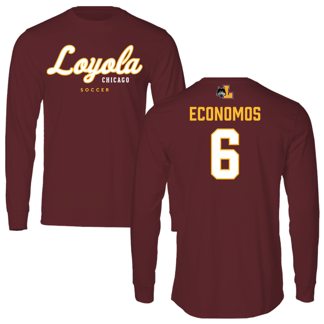 Loyola University-Chicago Soccer Maroon Block Performance Long Sleeve - #6 Meghan Economos