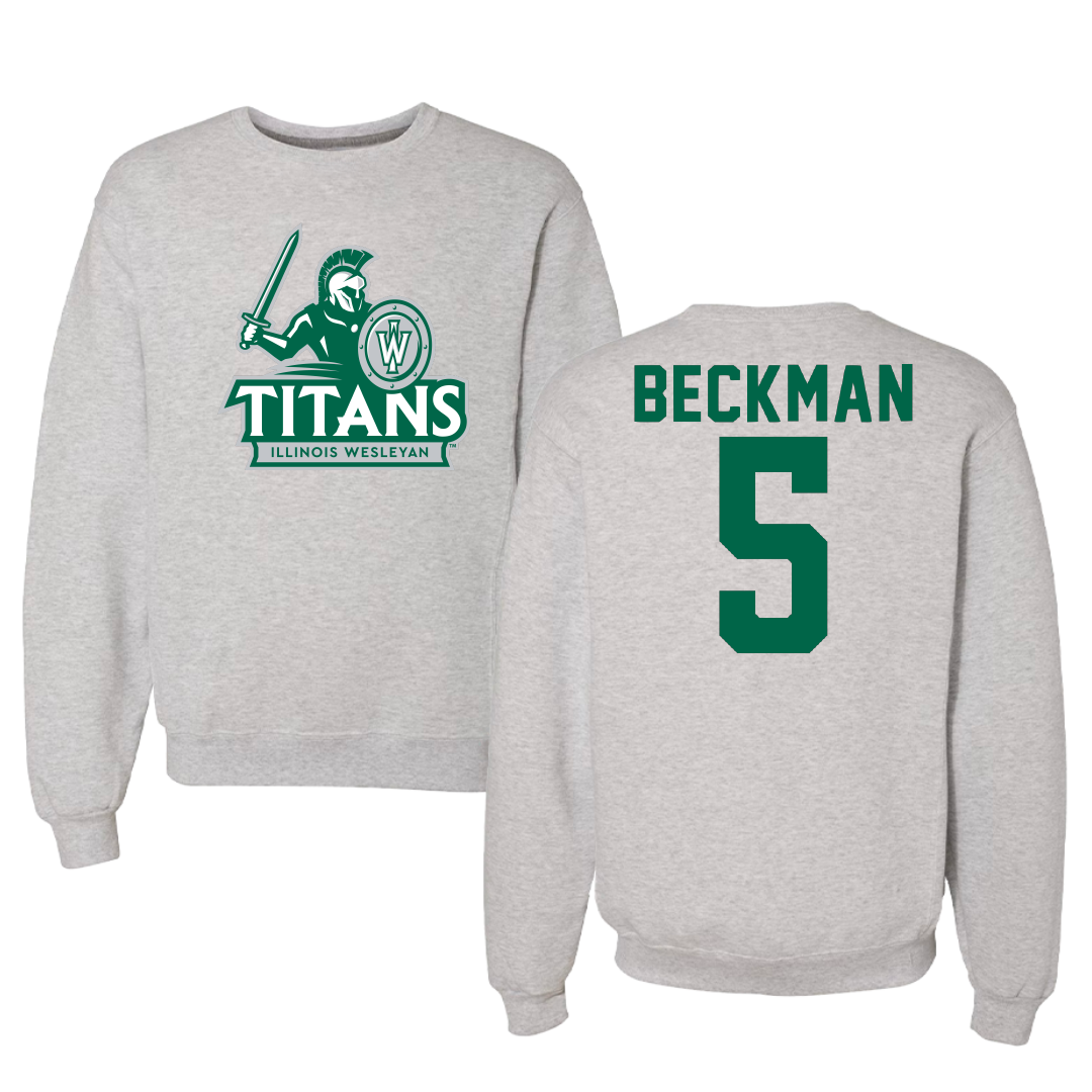 Illinois Wesleyan University Softball Gray Titans Crewneck - #5 Anna Beckman