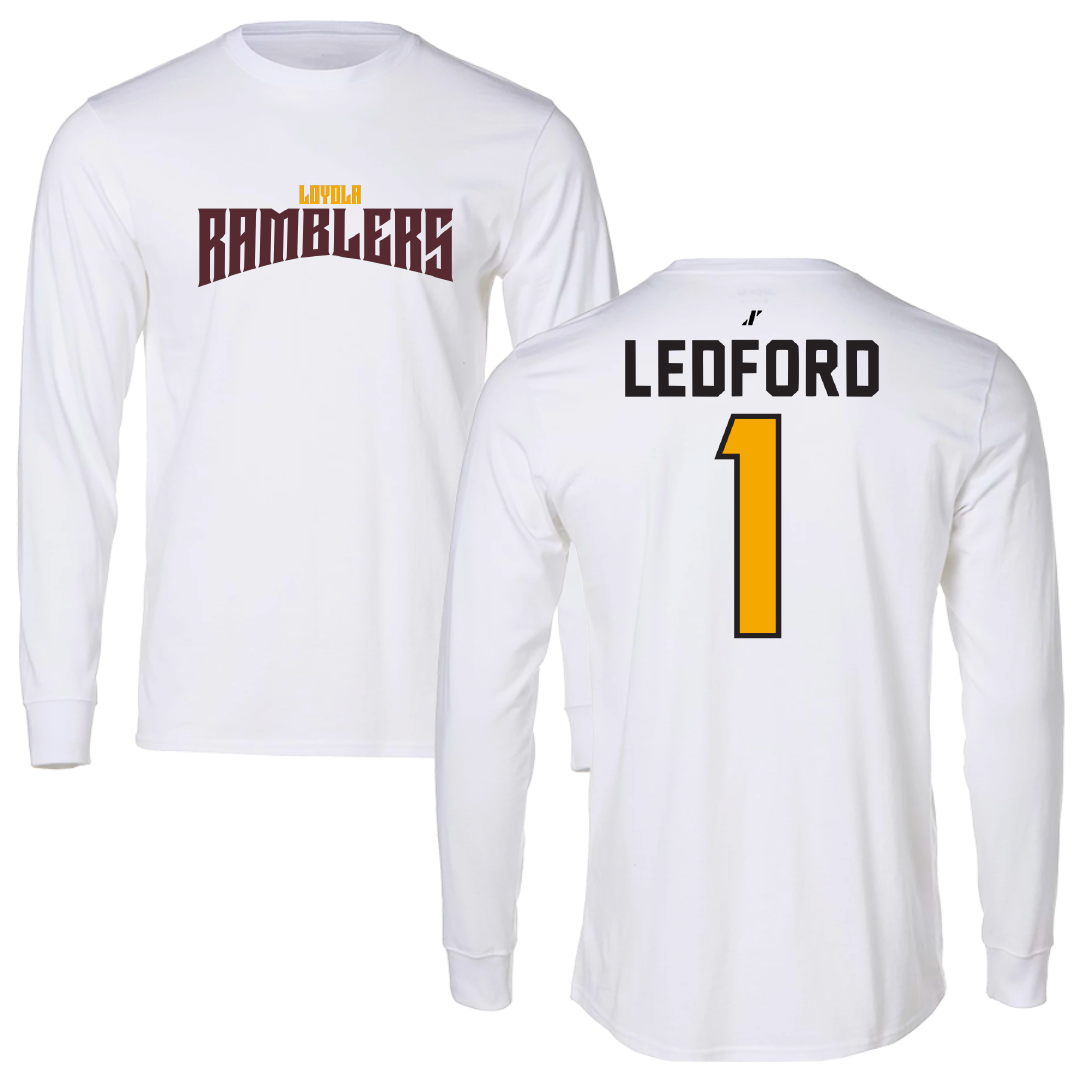 Loyola University-Chicago Volleyball White Classic Performance Long Sleeve - #1 Charlie Ledford