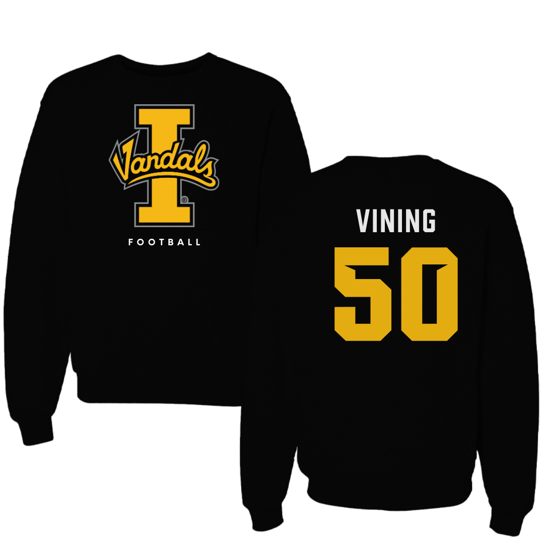 University of Idaho Football Black Crewneck - #50 Layton Vining